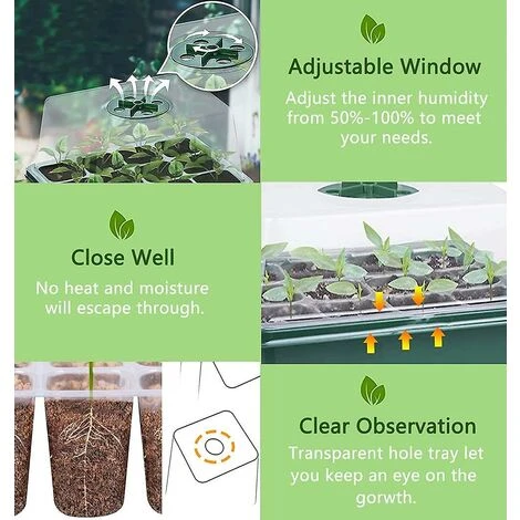 Cisea Mini Serre Pour Plantes, Plateau De Semis Intérieur 10 Pièces 120 Cellules Avec Couvercles Surélevés, Plateau De Semis, 20 étiquettes, 2 Outils 7 Cisea Mini Serre Pour Plantes, Plateau De Semis Intérieur 10 Pièces 120 Cellules Avec Couvercles Surélevés, Plateau De Semis, 20 étiquettes, 2 Outils – Image 5