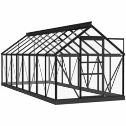 LES TENDANCES Serre En Verre Anthracite 155x395,5x191 Cm Aluminium -France Serre de jardin Soldes 2022 66898468 3