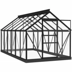 LES TENDANCES Serre En Verre Anthracite 155x298x191 Cm Aluminium -France Serre de jardin Soldes 2022 66922015 3