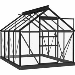 LES TENDANCES Serre En Verre Anthracite 155x200,5x191 Cm Aluminium -France Serre de jardin Soldes 2022 66924105 3
