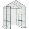 HOMCOM Serre De Jardin Balcon Terrasse 4 étagères 143L X 143l X 195H Cm Acier PVC Imperméable Anti-UV Transparent Vert - Transparent