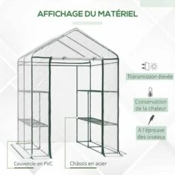 HOMCOM Serre De Jardin Balcon Terrasse 4 étagères 143L X 143l X 195H Cm Acier PVC Imperméable Anti-UV Transparent Vert - Transparent 10 HOMCOM Serre De Jardin Balcon Terrasse 4 étagères 143L X 143l X 195H Cm Acier PVC Imperméable Anti-UV Transparent Vert - Transparent -France Serre de jardin Soldes 2022 6812078 4