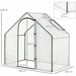Outsunny Serre De Jardin Balcon Terrasse Serre Pour Tomates 1,8L X 1l X 1,68H M Acier PVC Imperméable Transparent Vert - Transparent -France Serre de jardin Soldes 2022 6812175 3