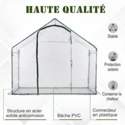 Outsunny Serre De Jardin Balcon Terrasse Serre Pour Tomates 1,8L X 1l X 1,68H M Acier PVC Imperméable Transparent Vert - Transparent -France Serre de jardin Soldes 2022 6812175 4