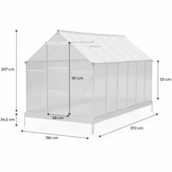 ALICE'S GARDEN Serre De Jardin Sapin En Polycarbonate 7m² Avec Base. 2 Lucarnes De Toit. Gouttière. Polycarbonate 4mm - Transparent -France Serre de jardin Soldes 2022 7005960 4