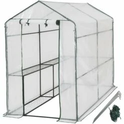 TECTAKE Serre De Jardin 2,2 M² + Bâche Armée Transparent - Blanc