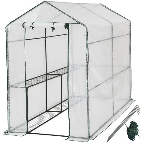 TECTAKE Serre De Jardin 2,2 M² + Bâche Armée Transparent - Blanc 2 TECTAKE Serre De Jardin 2,2 M² + Bâche Armée Transparent - Blanc