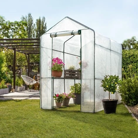 TECTAKE Serre De Jardin 2,2 M² + Bâche Armée Transparent - Blanc 3 TECTAKE Serre De Jardin 2,2 M² + Bâche Armée Transparent - Blanc – Image 2