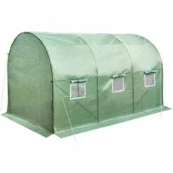 TECTAKE Serre Tunnel De Jardin 7 M² Avec 1 Bâche En Polyéthylène Vert - Vert -France Serre de jardin Soldes 2022 7514383 4
