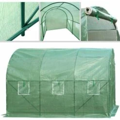 TECTAKE Serre Tunnel De Jardin 7 M² Avec 1 Bâche En Polyéthylène Vert - Vert -France Serre de jardin Soldes 2022 7514383 5