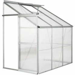 TECTAKE Serre De Jardin Polycarbonate Adoss?e 2,39 M² + 1 Lucarne - Blanc Transparent