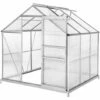 TECTAKE Serre De Jardin Polycarbonate 3,7 M² + 1 Embase En Acier - Blanc Transparent