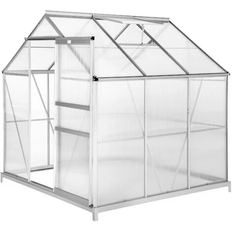 TECTAKE Serre De Jardin Polycarbonate 3,7 M² + 1 Embase En Acier - Blanc Transparent 5 TECTAKE Serre De Jardin Polycarbonate 3,7 M² + 1 Embase En Acier - Blanc Transparent – Image 3