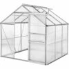 TECTAKE Serre De Jardin Polycarbonate 3,7 M² + 1 Lucarne - Blanc Transparent -France Serre de jardin Soldes 2022 7514493 1