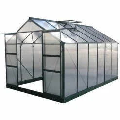 HABITAT ET JARDIN Serre Jardin Polycarbonate "Dahlia" - 9,24 M² - Vert Sapin